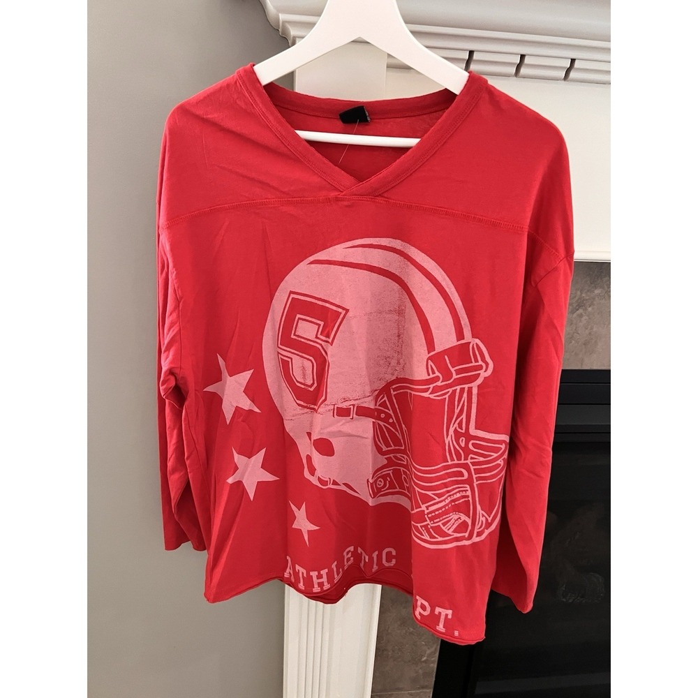 NEW Urban Outfitters Varsity Vintage Athletic Dept Football Tee Women's Size XS